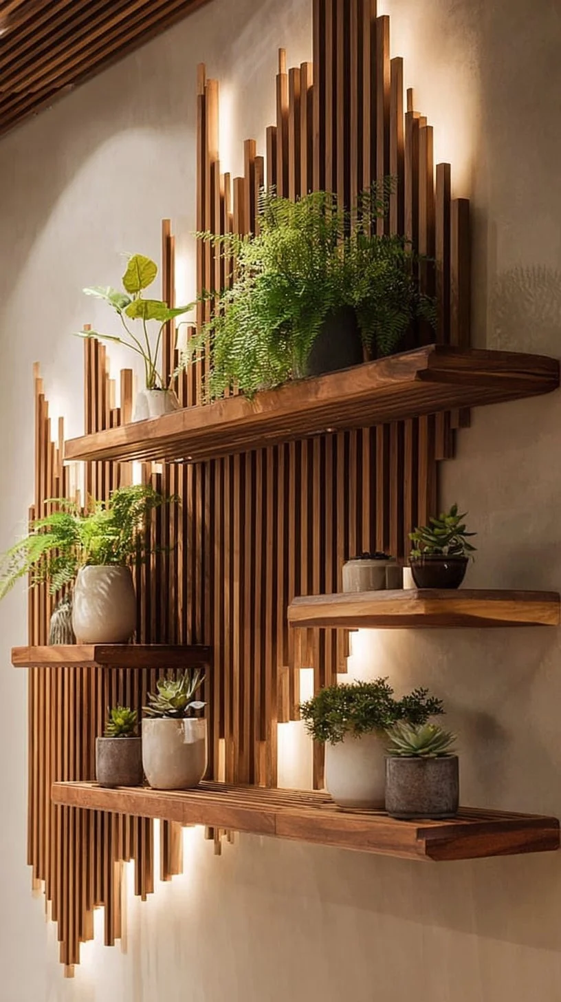 22 Stunning DIY Wood Accent Wall Ideas with Shelves - INFOR EASY HOME