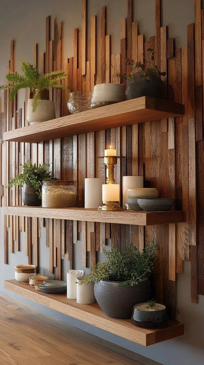 22 Stunning DIY Wood Accent Wall Ideas with Shelves - INFOR EASY HOME