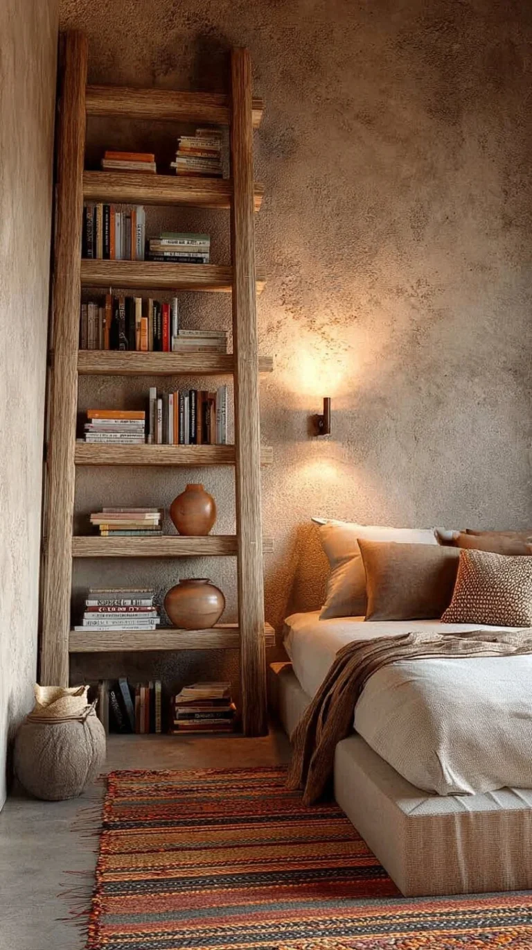 Stylish book shelves in a bedroom showcasing personalized storage ideas.