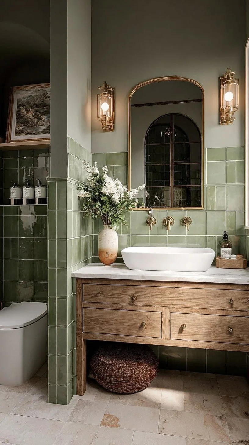 Edward Martin on Instagram: "Green bathroom dreams come true! This shade is pure perfection 💚 💚 Featuring Mikayla 5x5 & 2.5x5 Bullnose Glossy Ceramic Tile in… | Bathroom interior design, Home interior design, Bathroom makeover