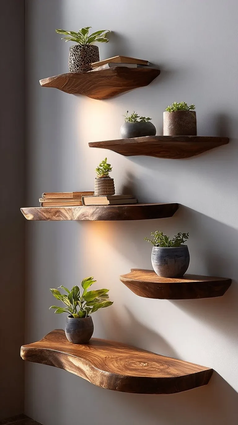 Farmhouse solid wood mushroom shelf for stylish bedroom decoration 16W x 12D x 8H.