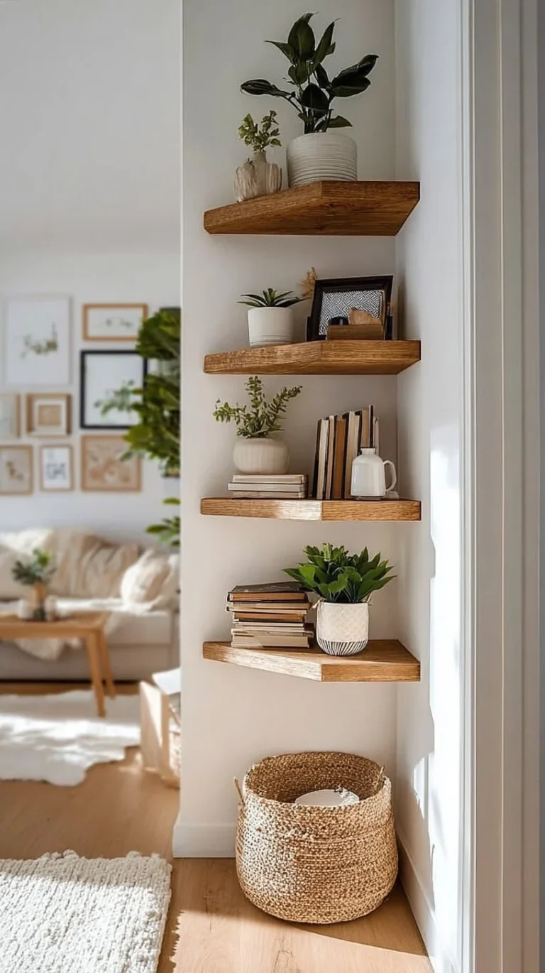 Modern floating corner shelves set for stylish wall decor
