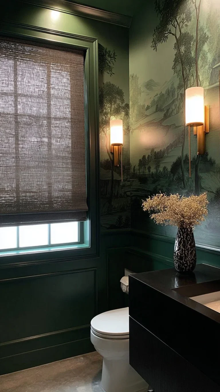 Luxurious bathroom decor featuring vintage wallpaper for inspiring designs