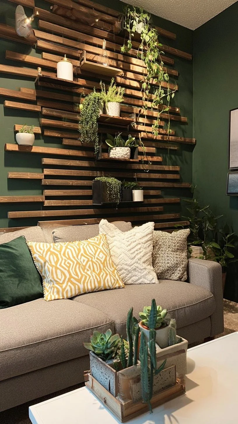 Modern wood slat accent wall