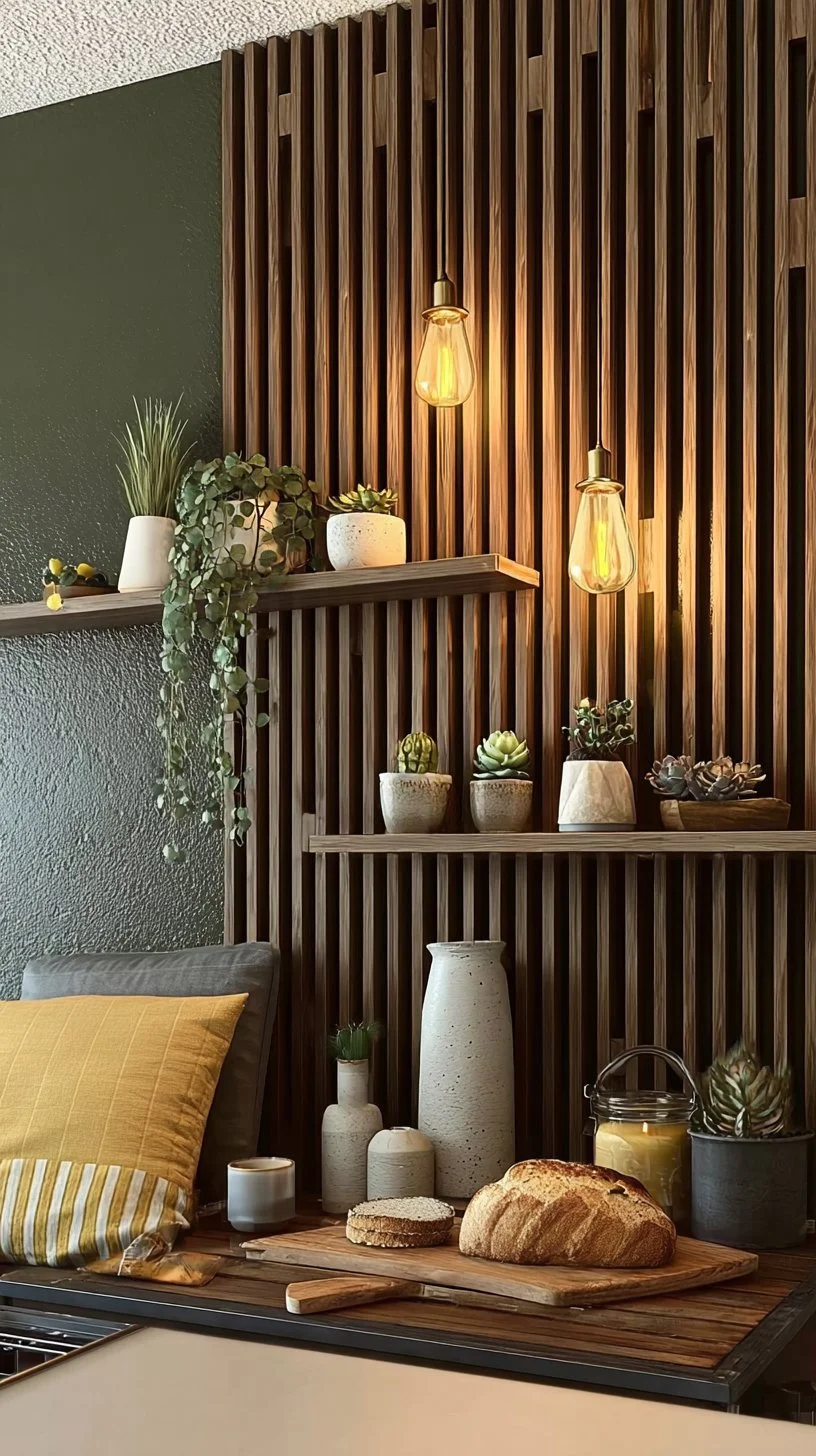 Modern wood slat accent wall
