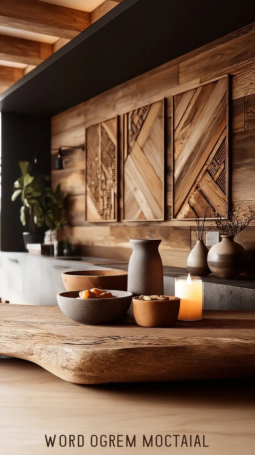 Serene Organic Modern Living Room: Stunning Wood Accent Wall