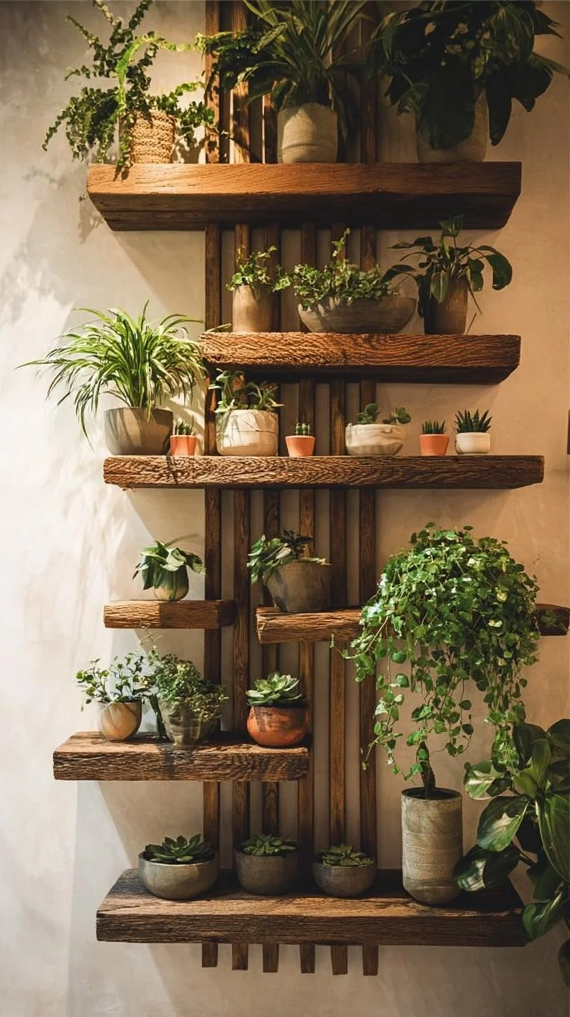 Stylish Floating Shelves with Indoor Plants for Modern Home Decor