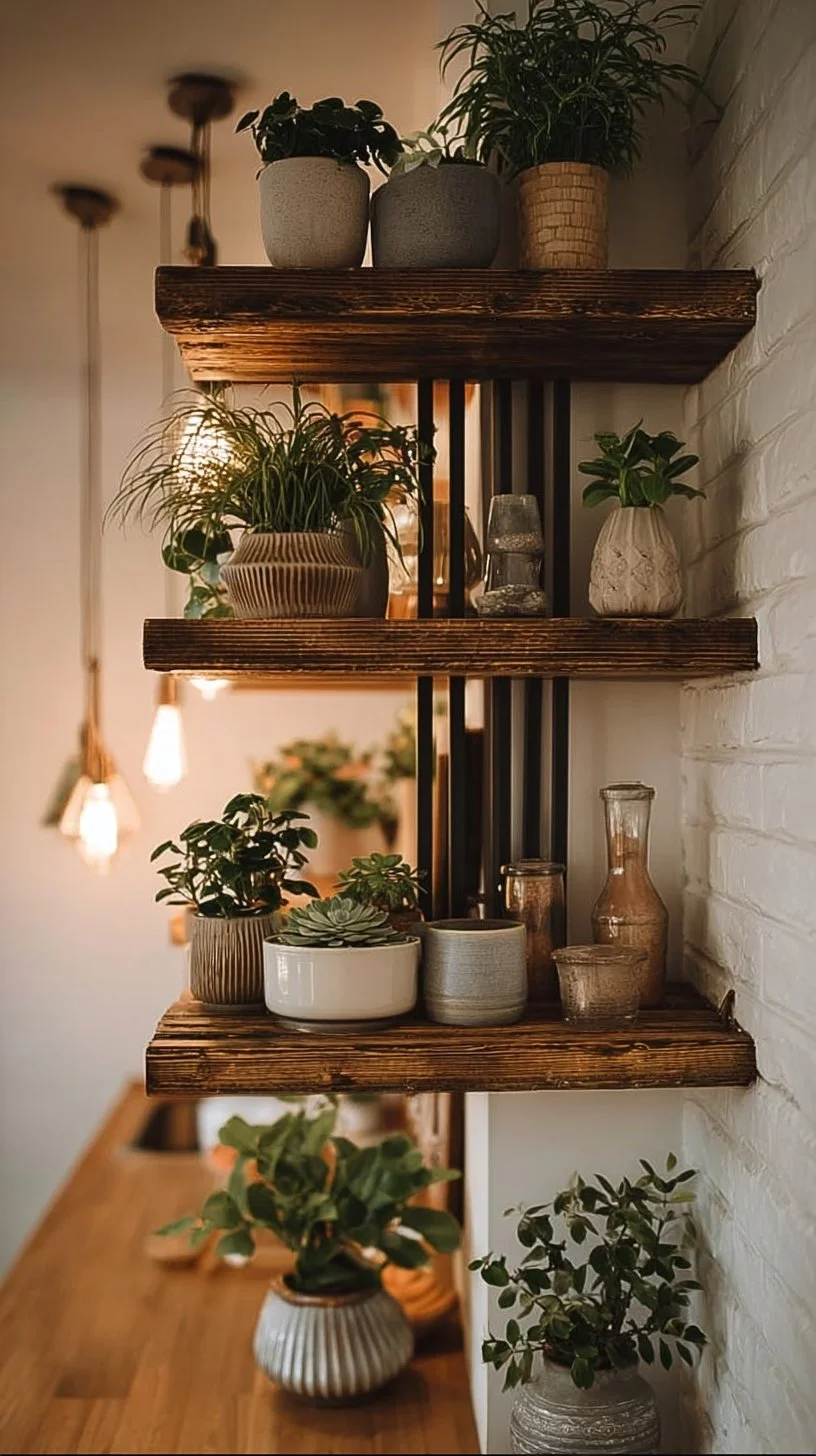 Stylish Floating Shelves with Indoor Plants for Modern Home Decor