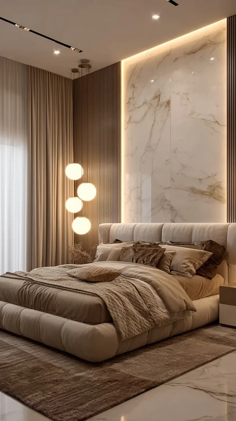 Beautifully designed bedroom inspired by Nancy Meyers movie aesthetic.