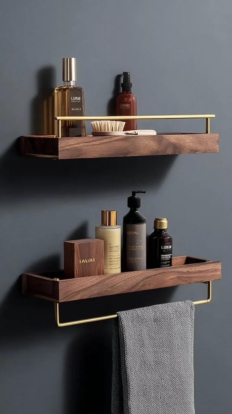 Stylish bathroom wall shelf for storage and decor enhancement