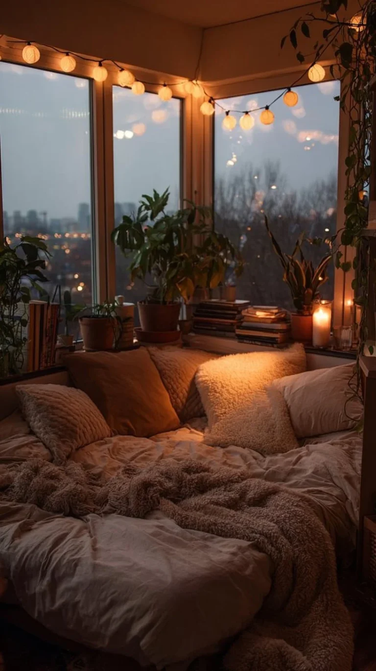 Cozy bedroom retreat for relaxation with calming decor and inspired design elements.