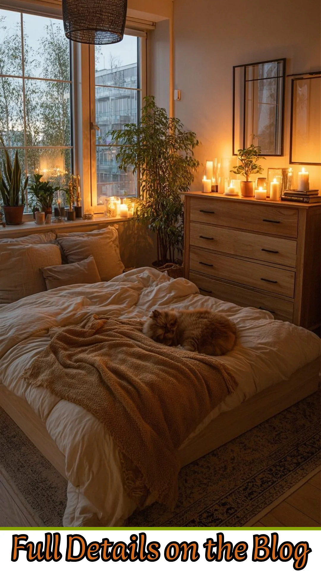 Cozy Bedroom with Candlelight and Natural Tones 🌙✨