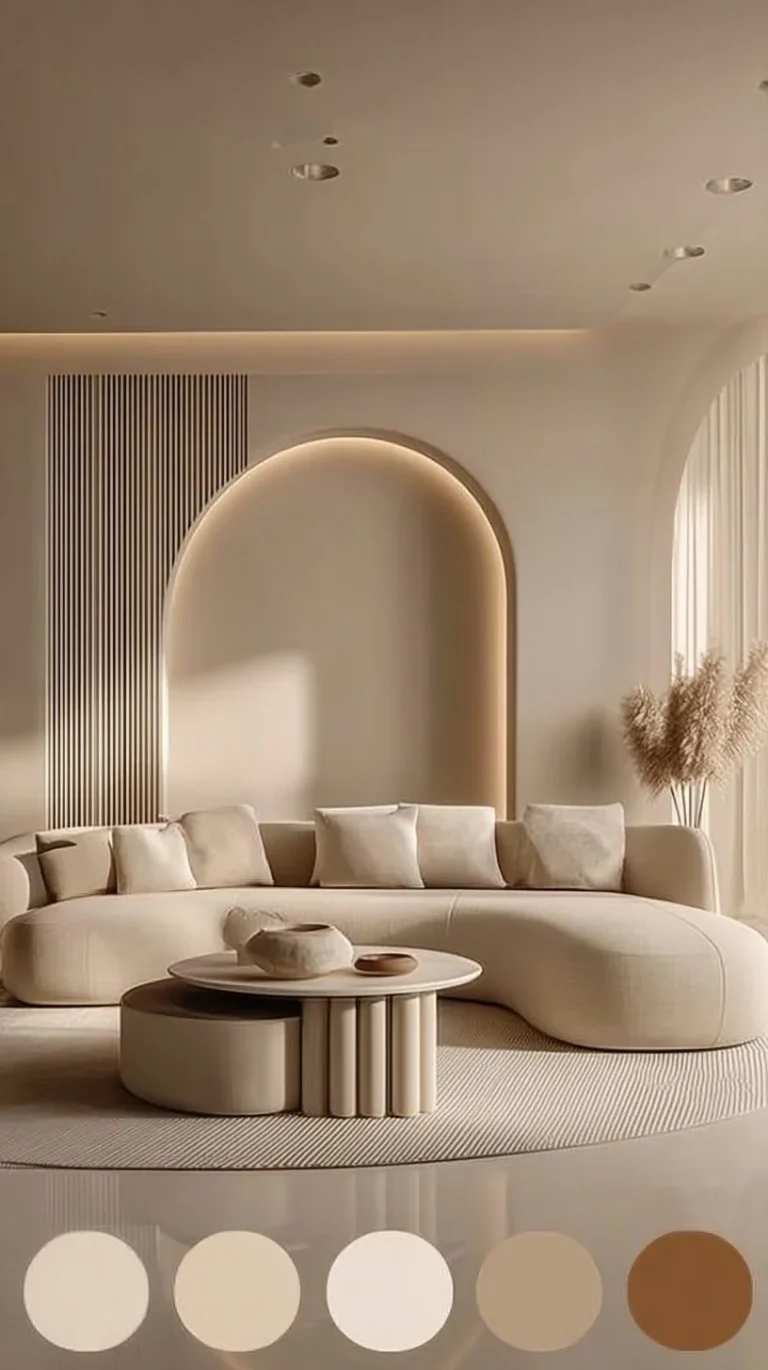 Elegant beige design enhancing home interiors with Pantone style decor.