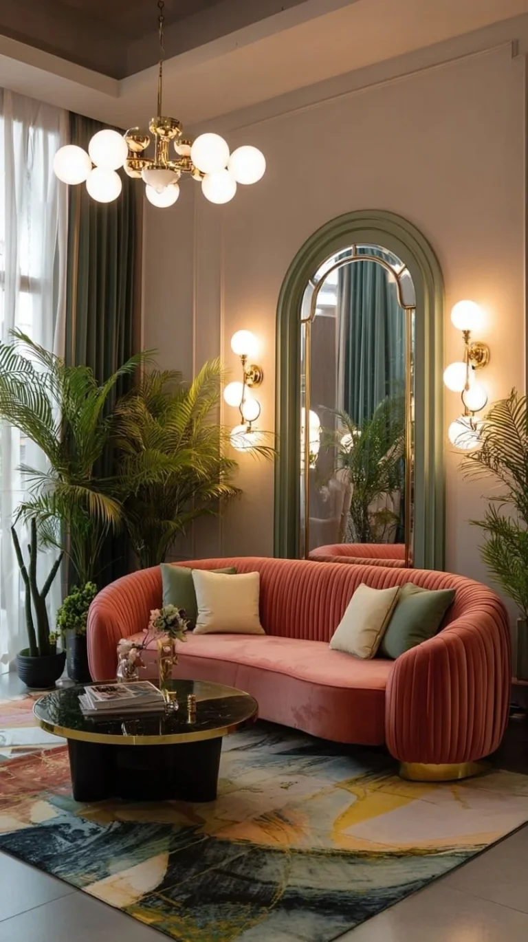 Modern Art Deco interior living room showcasing timeless style and elegance