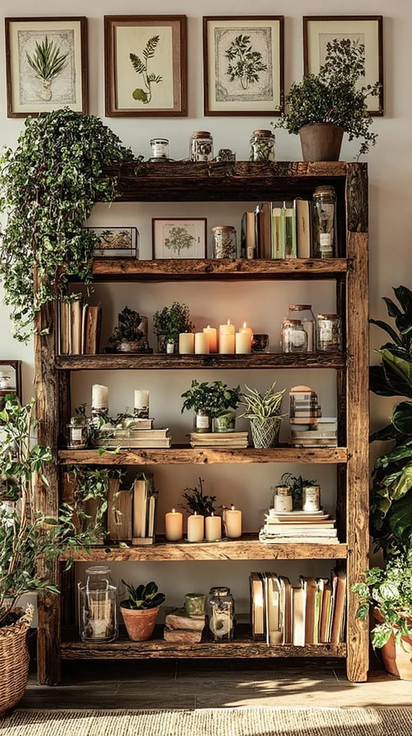 Reclaimed Wood Shelving Fall Decor