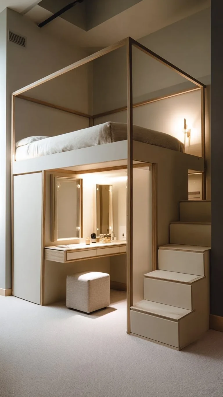 Cozy bedroom featuring stylish loft bed ideas for space-saving and aesthetics