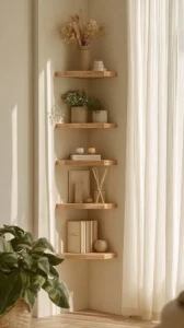 Empty corner transformed into a beautiful decor gem with plants and artwork.