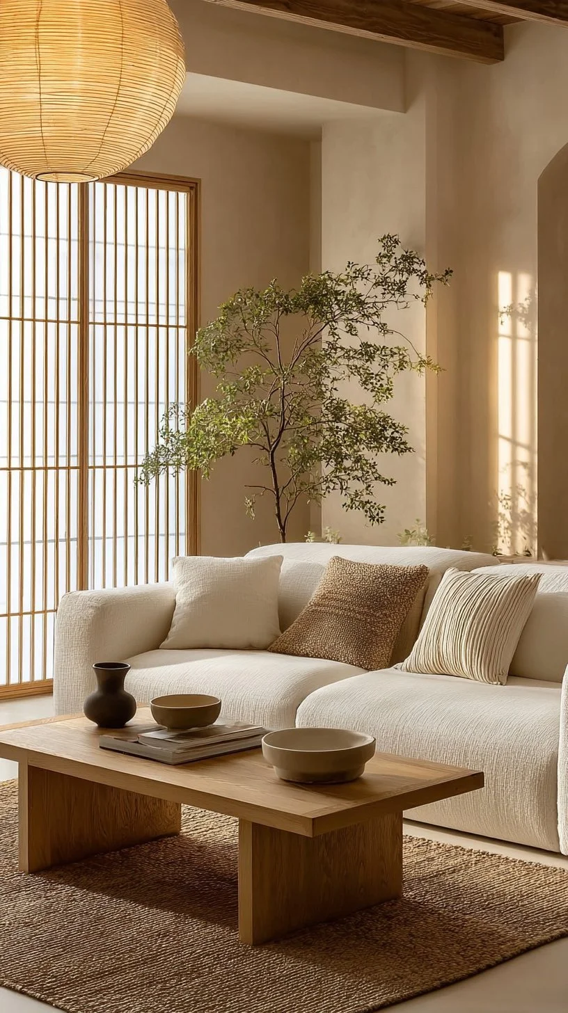 Warm Japandi Living Room Design Inspiration