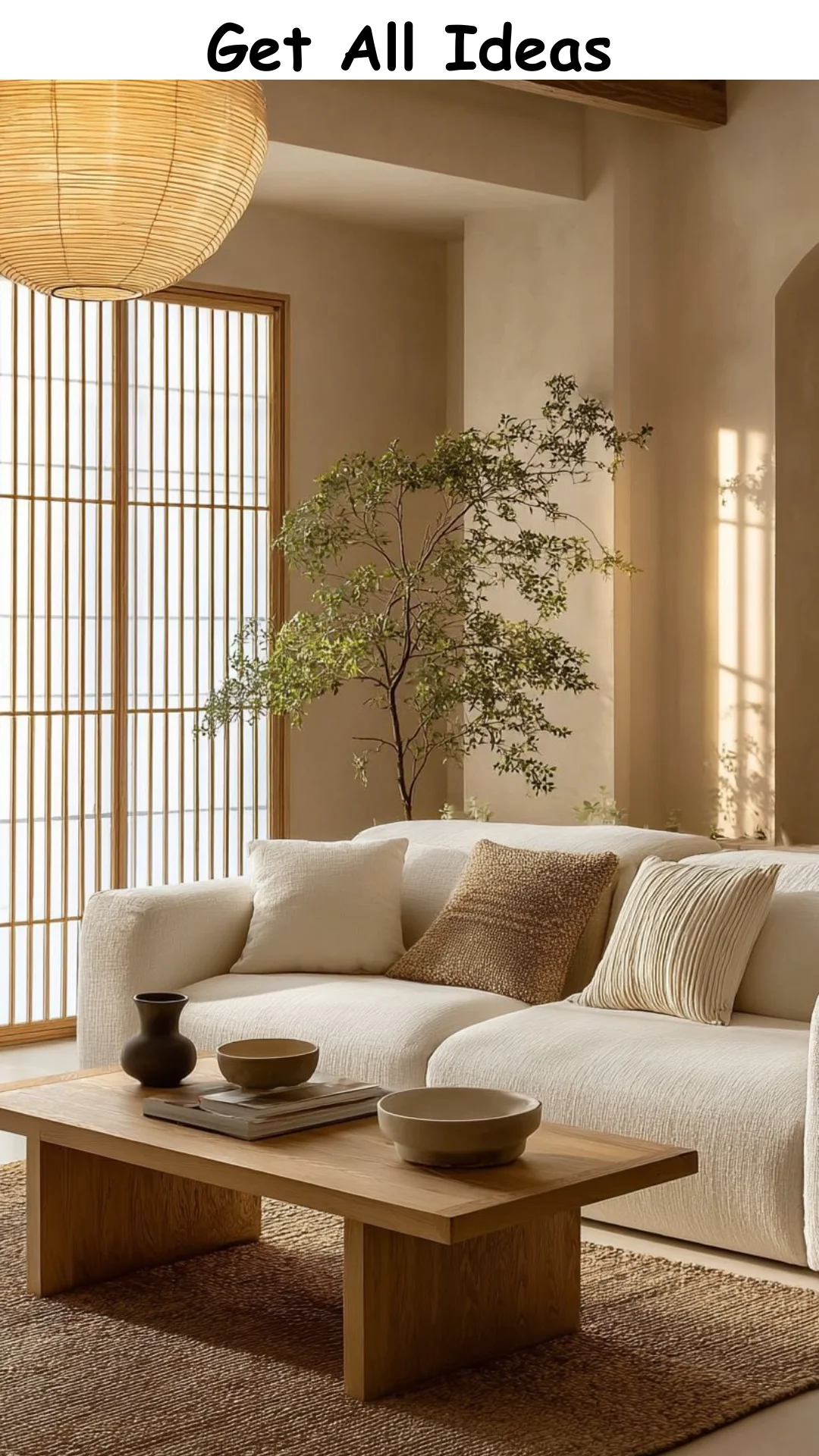 Warm Japandi Living Room Design Inspiration