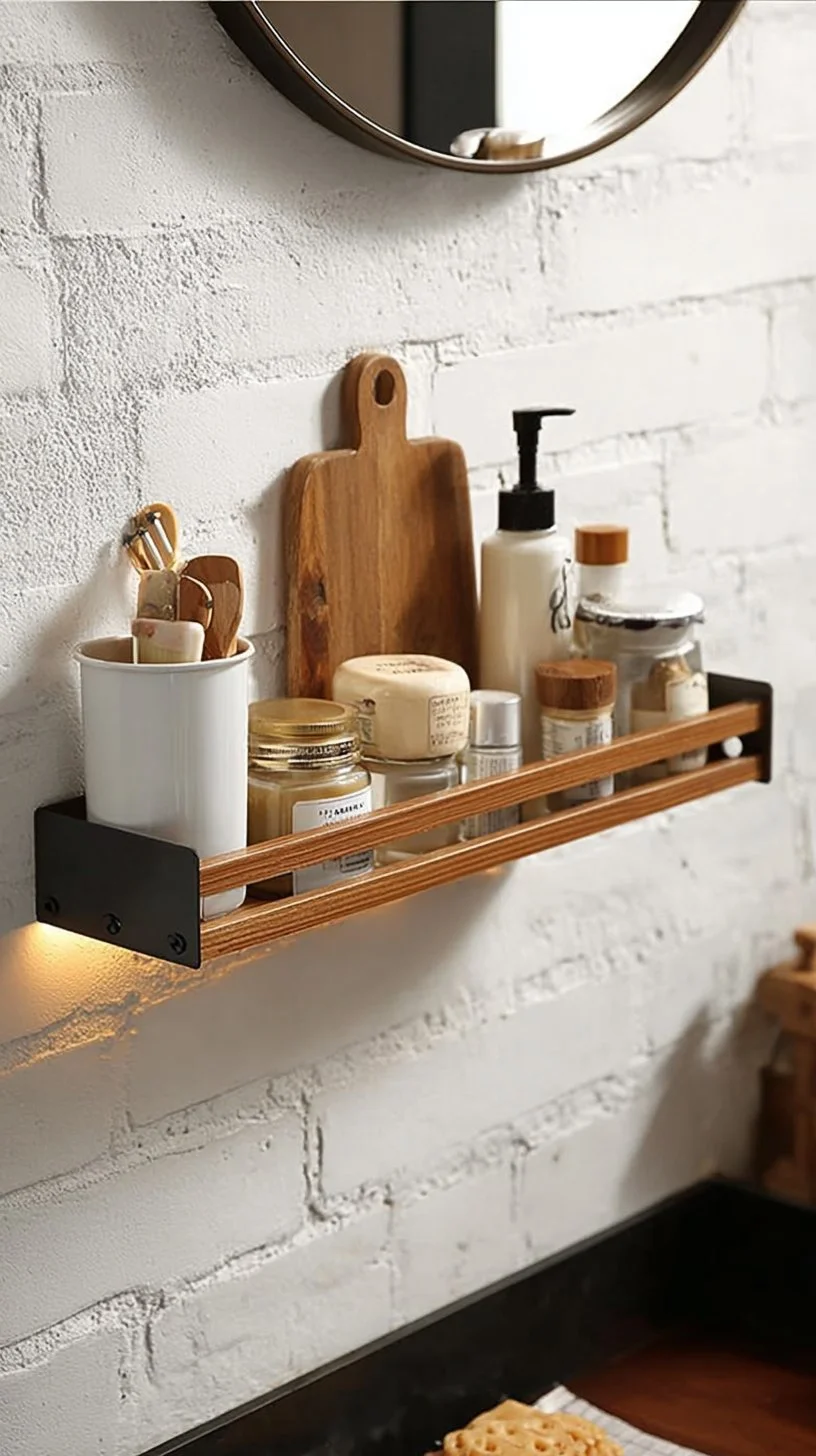 Wooden Wall Mounted Bathroom Shelf & Kitchen Rack Multipurpose Aluminium Cabinet Bathroom Wall Shelf Kitchen Storage Rack and Shampoo Holder - Etsy