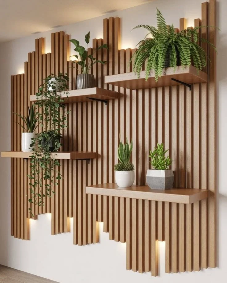 22 Stunning DIY Wood Accent Wall Ideas with Shelves - INFOR EASY HOME