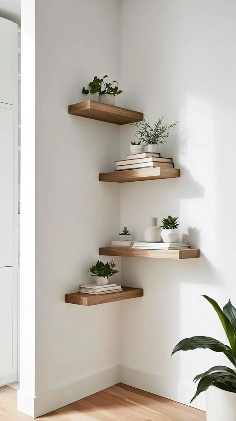 Clever floating shelf ideas for compact spaces showcasing stylish storage solutions.