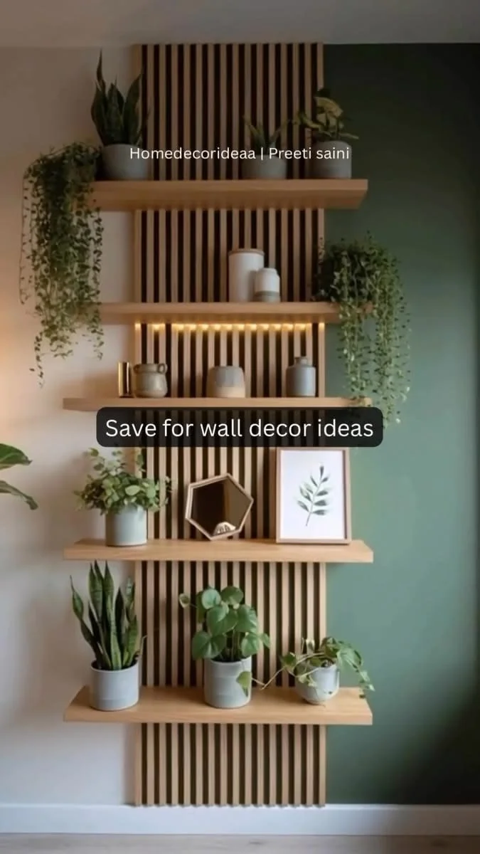98K views · 464 reactions | Wooden slat walls + plants = instant calm 🌿 Which corner should I design next? #WoodenSlatWall #JapandiDecor #BiophilicDesign #ModernHome | Hausvelle Decor Ideas