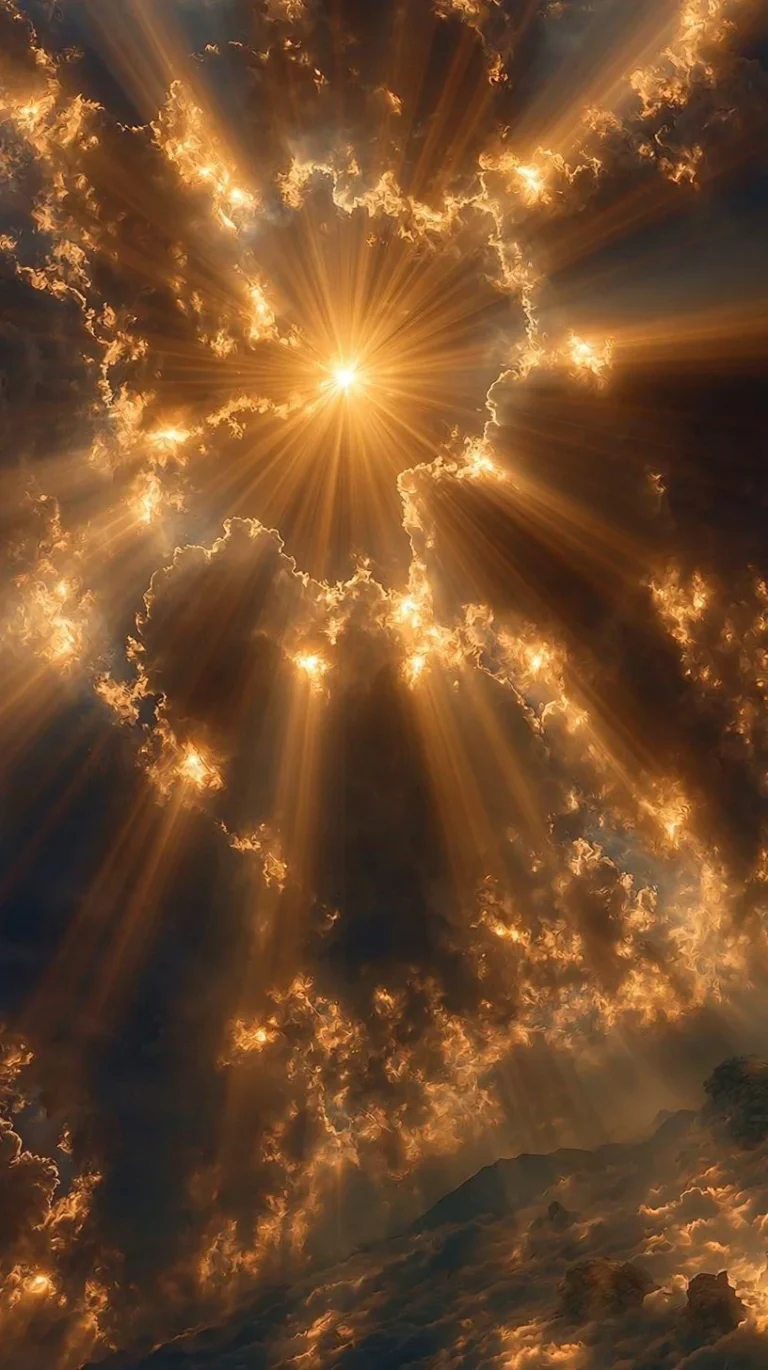 Celestial sun wallpaper featuring a bright, dreamy aesthetic for summer solstice decor.