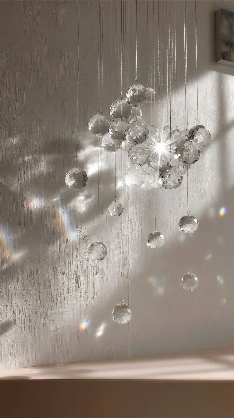 Crystal Cloud Sun Catcher casting colorful light reflections