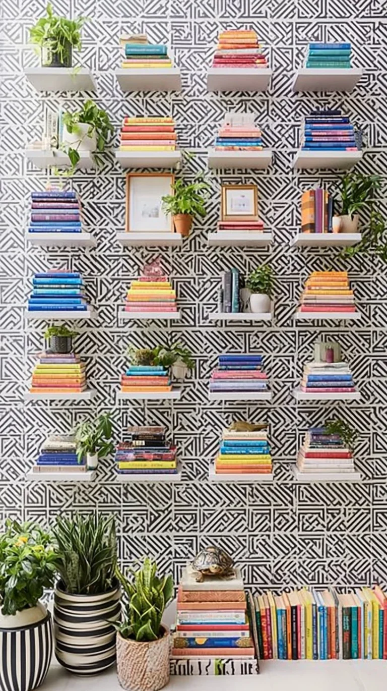 Invisible floating metal hidden bookshelves wall mounted storage set of 2
