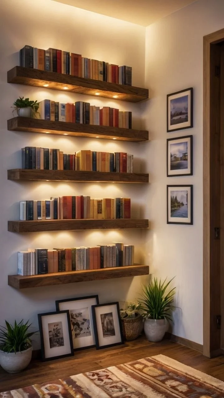 Rustic Floating Shelves Set of 5 | Long Wall Shelves for Decor & Storage