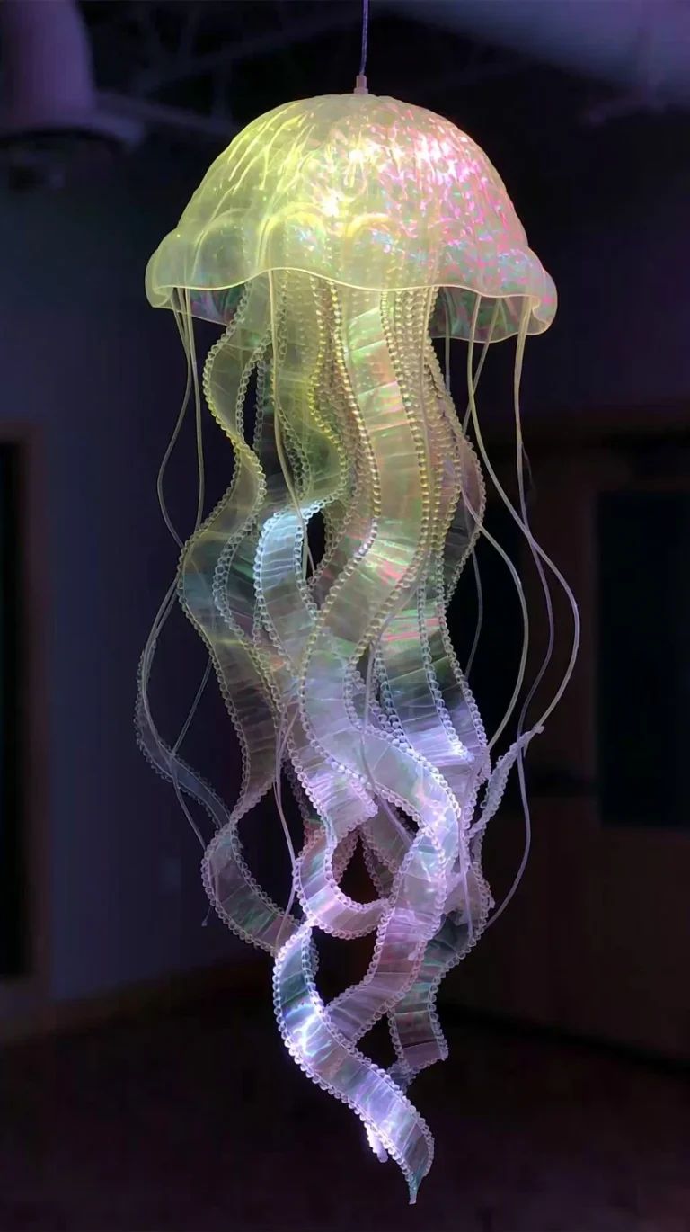 DIY jellyfish lamp tutorial with step-by-step instructions for crafting.