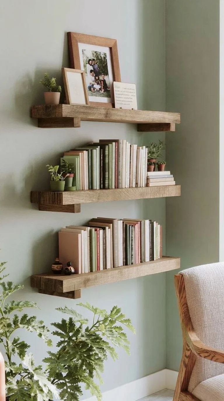 Wallniture Forte 60-inch long floating shelf for wall decor in burnt finish.